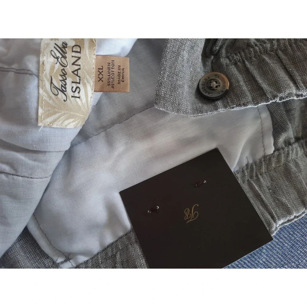Tasso Elba Island Mens XXL Gray Linen Cotton Blend Relax Drawstring Pants New